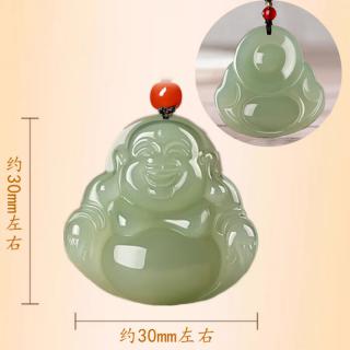 和田玉弥勒佛吊坠双面观音女士项链大肚公观世音菩萨男 佛公+挂绳+珠